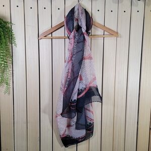 Metrocity Scarf Stylish Sheer Scarf with Black and Pink Accents